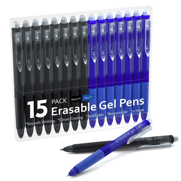 Bolígrafos de gel borrables Lineon 15 unidades – retráctiles, punta fina