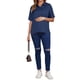 thumbnail image 2 of Blusa de Maternidad para Mujer INSPIRE CHIC Manga Dolman Holgada Abotonada con Abertura Cuello de Punto Manga Corta Camisas de Embarazo M Azul Marino, 2 of 6