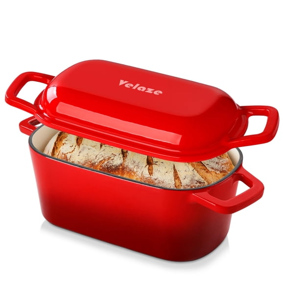 Olla Holandesa Ovalada de Hierro Fundido Esmaltado Velaze 3.6QT Roja