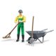 thumbnail image 3 of Set de figuras Bruder Farmer con carretilla, rastrillo y horquilla de 11 cm, 3 of 7