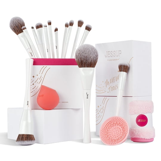 Set De Brochas De Maquillaje Jessup T333, 14 Unidades, Con Esponja Y Limpiador