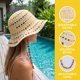 thumbnail image 3 of INSPIRE CHIC Sombrero de Paja con Cuentas de Madera Coloridas para Mujer, Plegable, Sombrero de Playa de Ala Ancha para Fiesta de Viaje Talla Única Blanco Crema, 3 of 5
