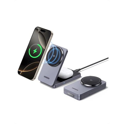 Cargador Inalámbrico Ugreen Qi2 Magflow De 15 W Para Iphone Y Airpods