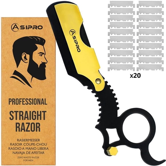 Navaja Recta ASIPRO con 20 Cuchillas para Afeitar Hombre