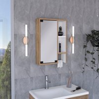 Tuhome - Botiquin Para Baño Martinica 52,2X47,2X14,6 Cm Miel Y Blanco Con Espejo