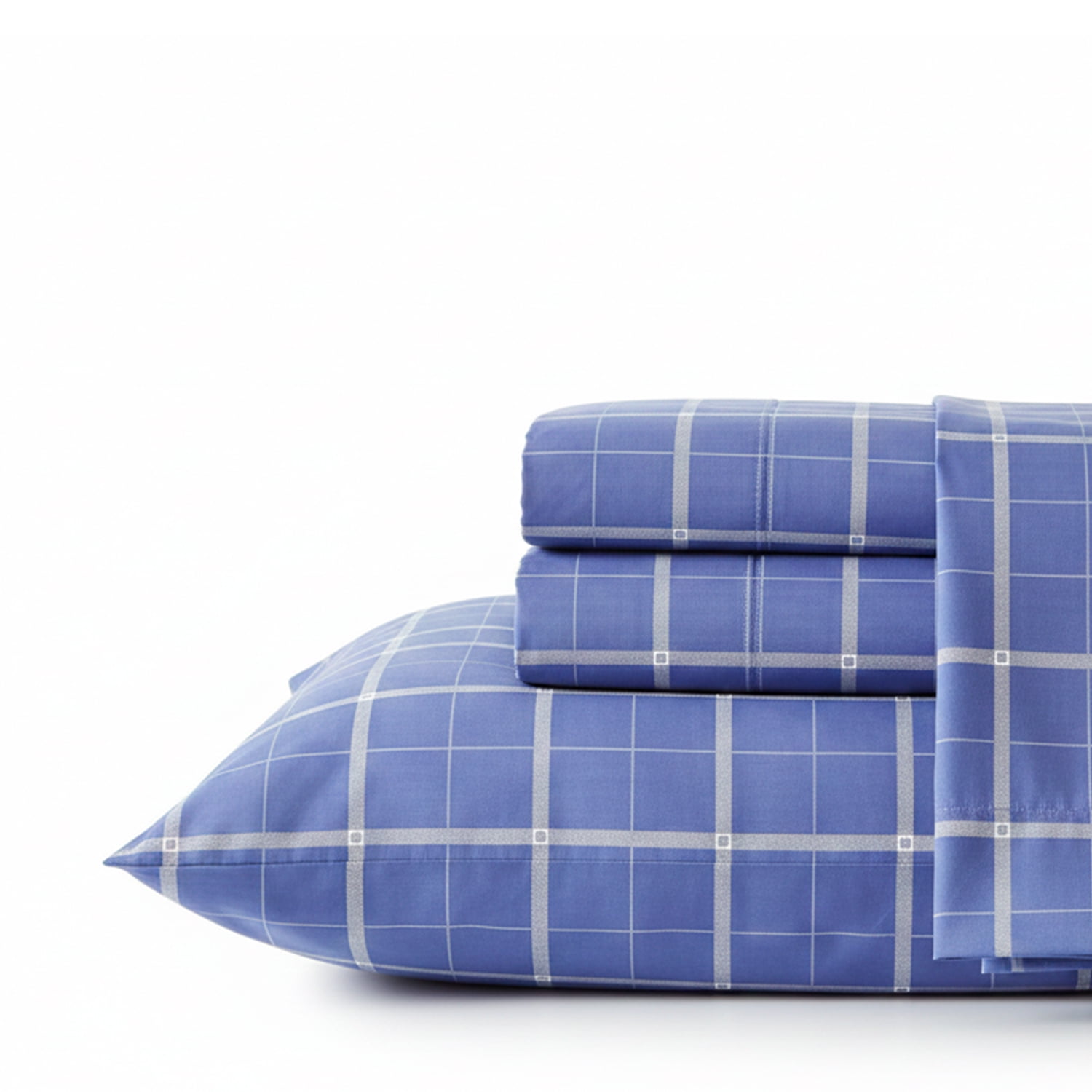 Juego De Sábanas Nautica Home 4 Piezas Microfibra King Diseño A Cuadros Azul