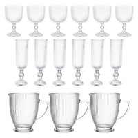 Set 15 Copas Vino Y Jarra Talladas Lisa Allegra De Vidrio