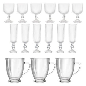 Set 15 Copas Vino Y Jarra Talladas Lisa Allegra De Vidrio