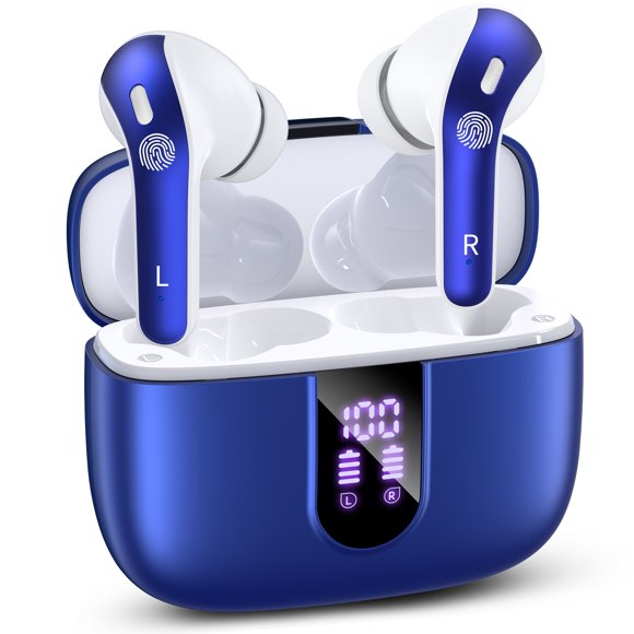 VEATOOL Auriculares Bluetooth Verdaderamente Inalámbricos, 65 Horas de Reproducción, Pantalla de Energía, Estuche de Carga Inalámbrica, Impermeables IPX7