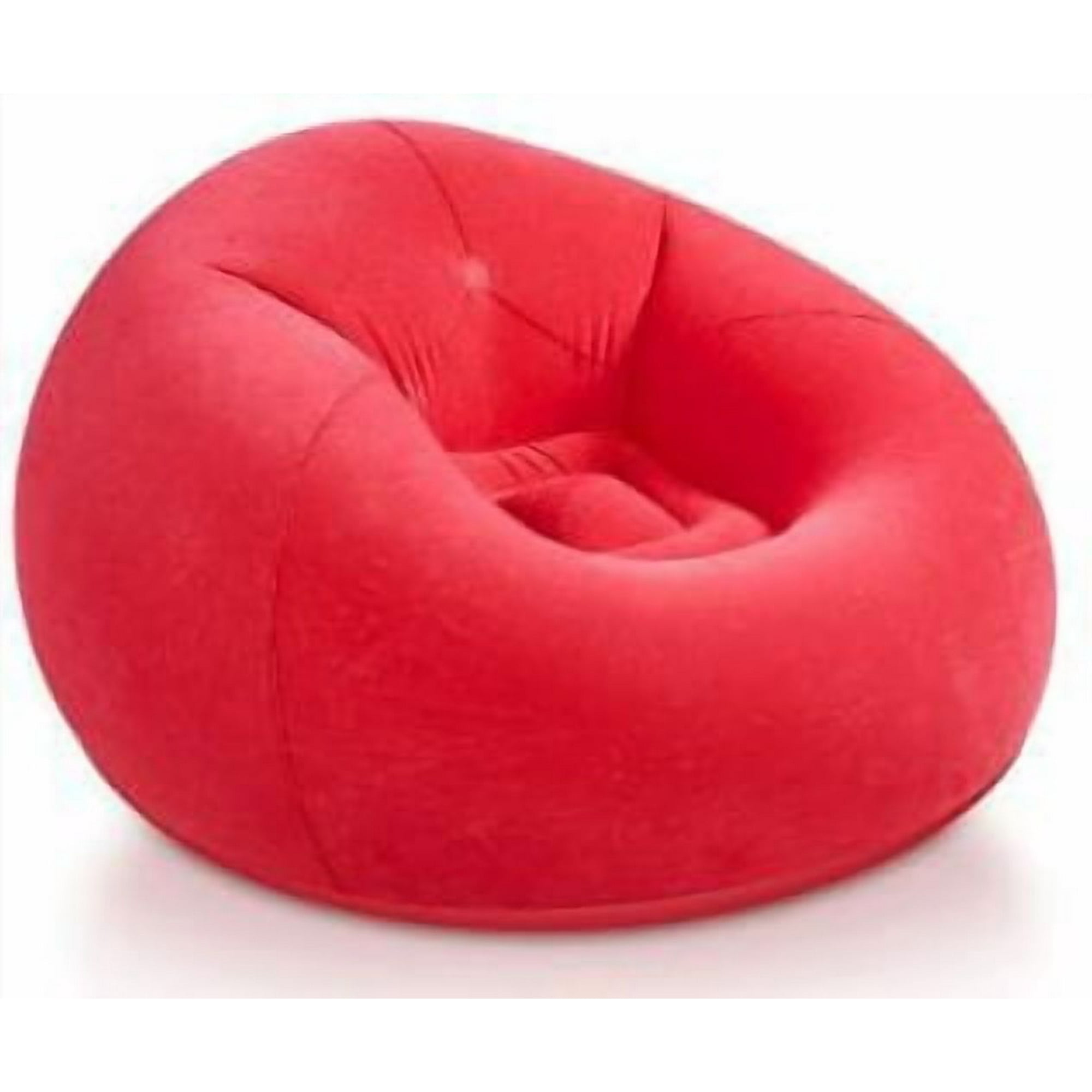 Casa Pagoda - Puff Sillon Sofa Inflable Respaldo Simil Piel Reforzado Multicolor Rojo