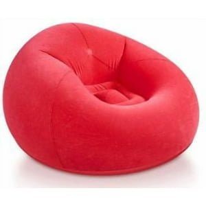 Casa Pagoda - Puff Sillon Sofa Inflable Respaldo Simil Piel Reforzado Multicolor Rojo