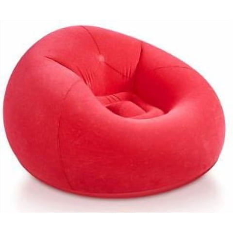 Casa Pagoda - Puff Sillon Sofa Inflable Respaldo Simil Piel Reforzado Multicolor Rojo