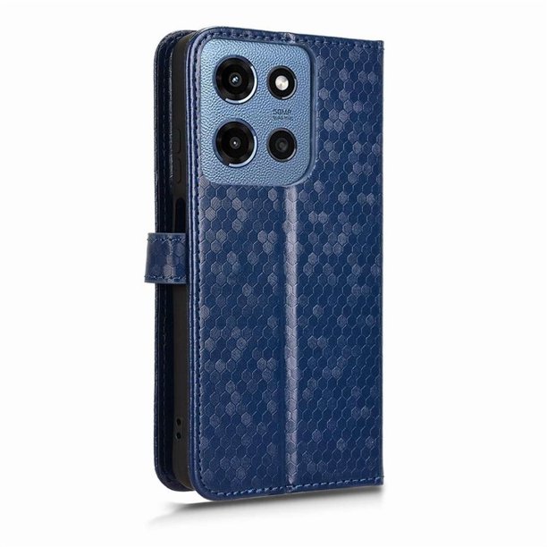 Funda Cartera Lunares Motorola Moto G Play 2025 con Tarjetero, Correa y Soporte Azul