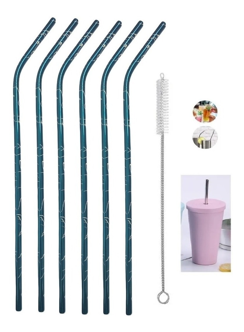 Genérico - Pack 6 Bombilla Reutilizar Bombilla Reutilizable + 1 Cepillo