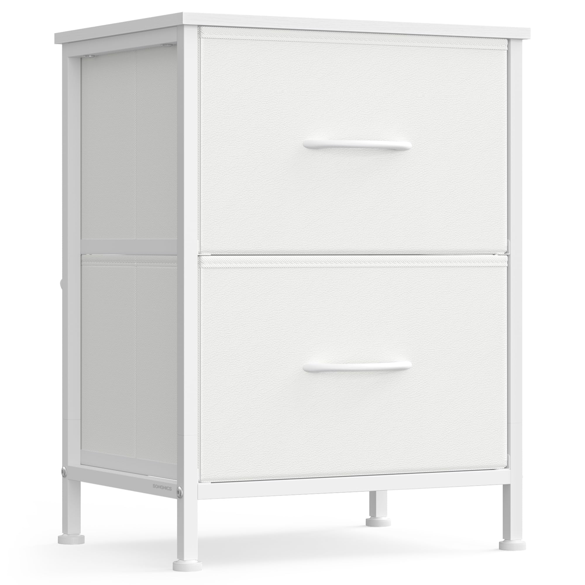 Cómoda Songmics Ulgs312w01s Para Dormitorio, 2 Cajones, Acero Mdf, Color Blanco