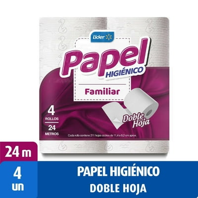 Papel Higiénico Familiar Doble Hoja 24 Metros 4 Un Lider