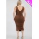 thumbnail image 5 of Vestido Midi Ajustado Sin Mangas Elástico Fruncido Y Con Escote Cuadrado En Marrón ano (talla Grande Para Mujer), 5 of 5