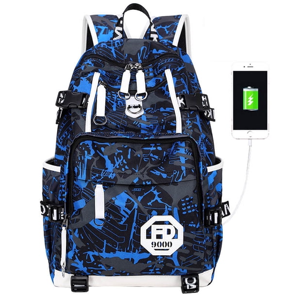 Teenage Boys Backpack High Middle School Students Bookbag Outdoor Daypack with USB Charge Port Big Student Laptop Backpack