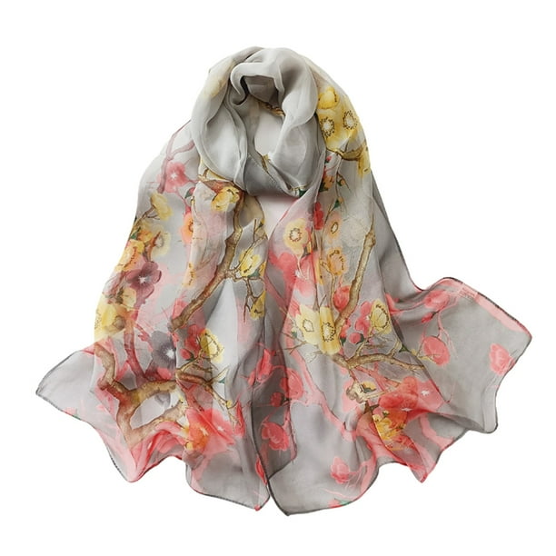 Bufandas ligeras con estampado de flores para mujer, chal de algodón, regalo de verano