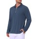 thumbnail image 4 of INSPIRE CHIC Camisas Polo Texturizadas para Hombre de Manga Larga con Cremallera Cuarto para Golf XL Azul Marino, 4 of 6