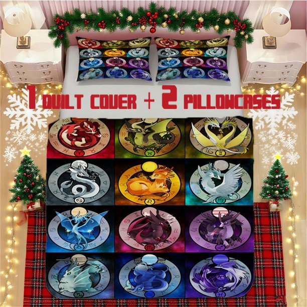 Zodiac Dragon Soft Printed Bedding Set Polyester Fabric Decorative & Warm