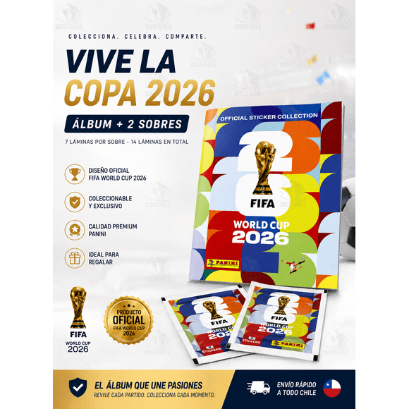 Pack Álbum Panini Tapa Blanda 2026 + 2 Sobres Oficiales