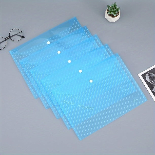 10pcs A4 File Bags - Transparent, Diagonal Test Paper Buckle Storage - Perfect Office Organizer & Back To School Supplies