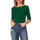 thumbnail image 1 of INSPIRE CHIC Camisetas de Mujer Mangas al Codo Cuello Barco Ajuste Ceñido Casual Camisetas Verde Oscuro L, 1 of 7