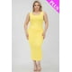 thumbnail image 1 of Saronite Vestido Midi Ajustado sin Mangas, Elástico, Fruncido y con Escote Cuadrado, Color Amarillo (Talla Grande para Mujer), 1 of 5