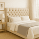 thumbnail image 3 of Cama 2 Plazas Modelo Capitoné  Beige, 3 of 7