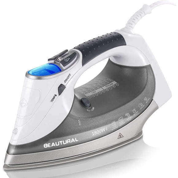 Plancha a vapor BEAUTURAL 1800 W con pantalla LCD y doble cerámica