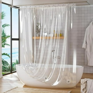 Aura Zeus - Forro Cortina Baño Ducha Con Iman Larga 200X180 Plastico Az Transparente Impermeable