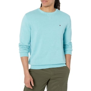 Jersey Tommy Hilfiger Liso Con Cuello Redondo Para Hombre, Azul Claro S