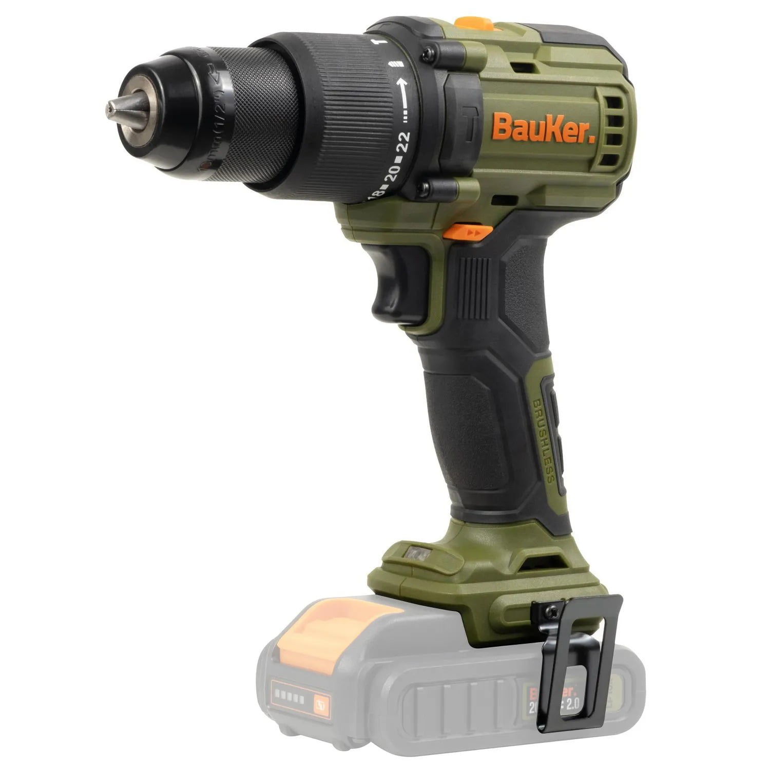 Bauker - Taladro Percutor Inalámbrico 13 Mm 20 V Brushles + 1 Batería 2ah + Cargador