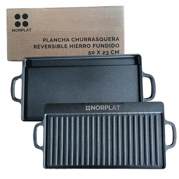 Plancha Bifera Norplat Reversible Hierro Fundido 50x23cm Xl