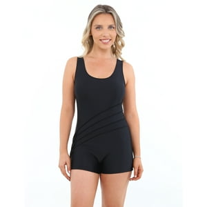Samia - Traje De Baño Natación Pierna Corta Negro Xxl
