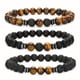thumbnail image 1 of 1pc Vintage Matte Black Onyx Cubic Lava Stone Beaded Bracelet Stretch Bracelet, 1 of 5