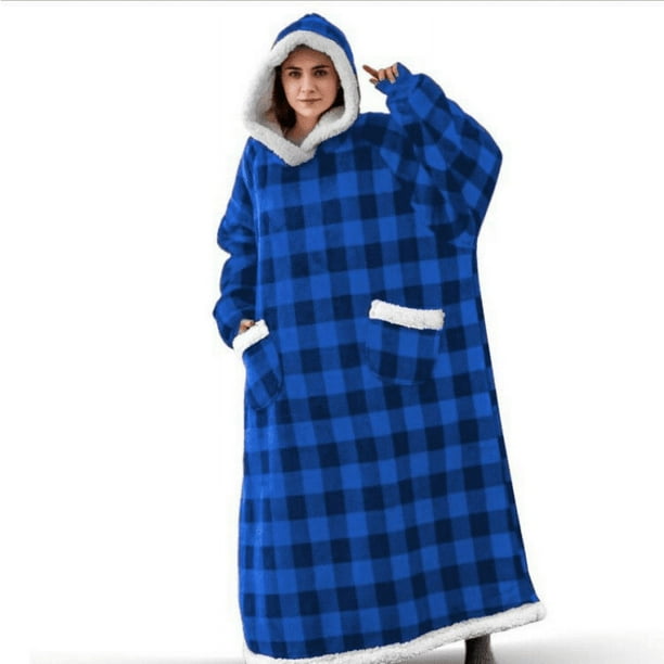 1pc Flannel Blanket With Sleeves, Winter Hoodies Sweatshirt, Women Men Pullover Fleece Giant TV Blanket