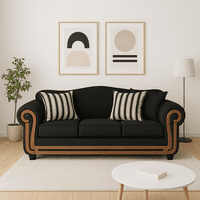 Colbox - Sofá Silverado 3 Cuerpos Tela Negro