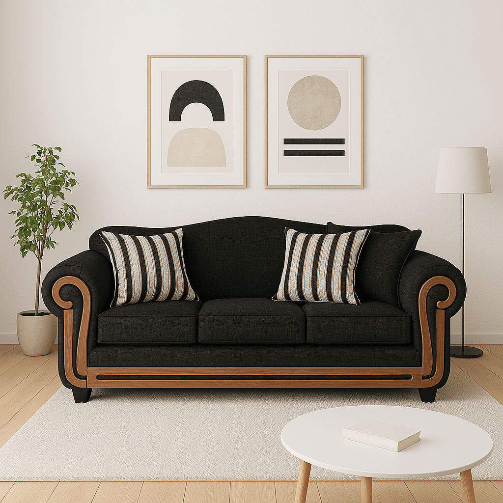 Colbox - Sofá Silverado 3 Cuerpos Tela Negro