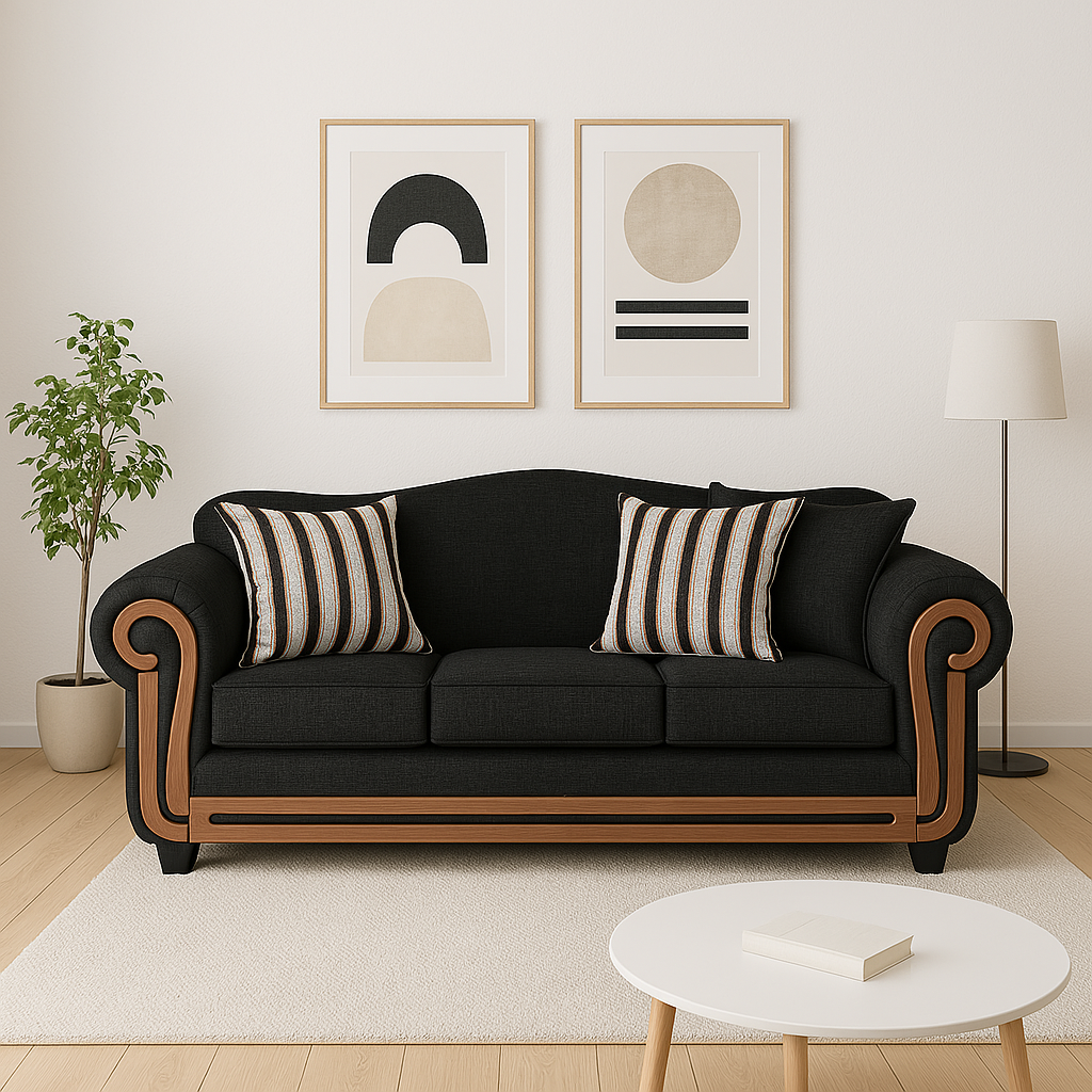 Colbox - Sofá Silverado 3 Cuerpos Tela Negro