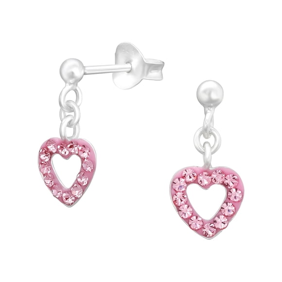 Pendientes con forma de bola corazón colgante con cristal