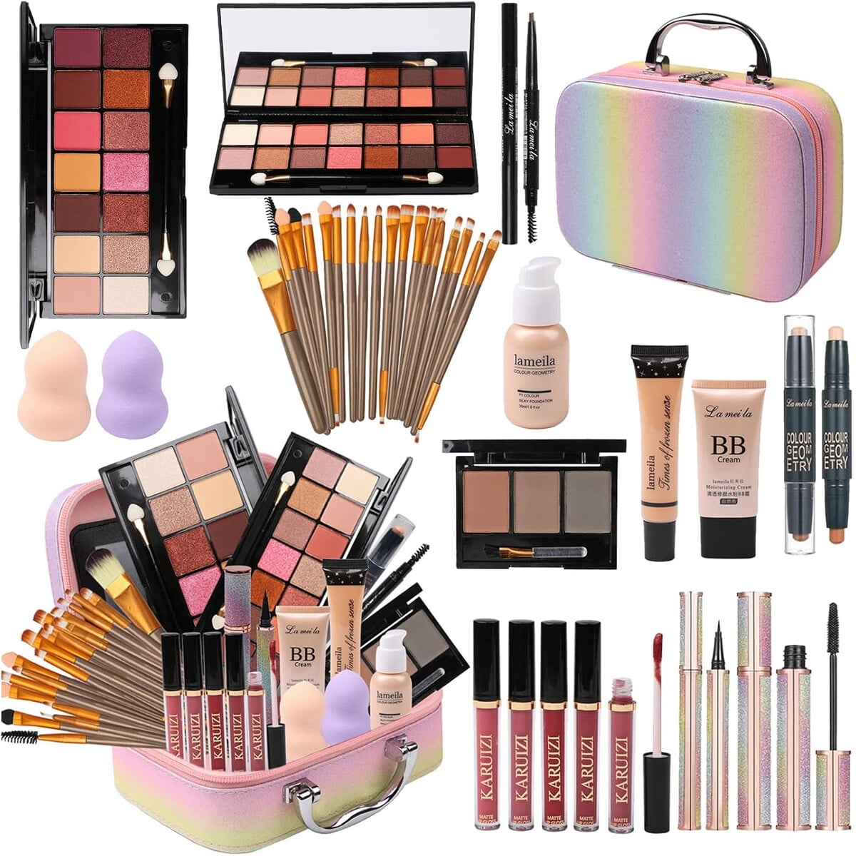 Set Maquillaje Mtdxiltai Kit Rainbow Brochas Niaas