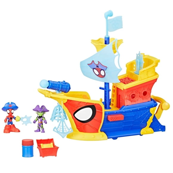 Figura de Acción Set Spidey Barco Pirata con Telarañas y Burbujas