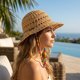 thumbnail image 3 of Sombrero de Paja con Cuentas de Madera Coloridas para Mujer INSPIRE CHIC, Empacable, Sombrero de Playa de Ala Ancha para Viajes y Fiestas Talla Única Caqui, 3 of 5