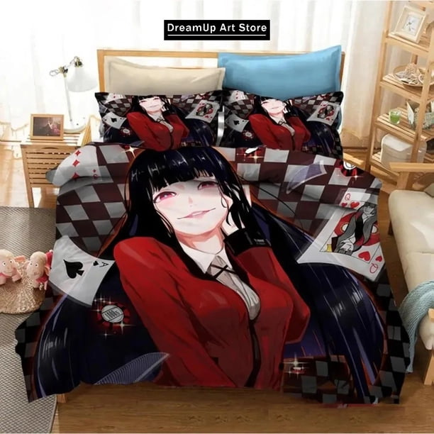 Kakegurui Yumeko Jabami Bedding Set Boys Girls Duvet Cover Pillowcase Bed Adult Bedroom