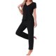 thumbnail image 4 of INSPIRE CHIC Pijamas para Mujer Cuello en V Manga Corta con Pantalones con Cordón Conjunto de Ropa de Dormir Estampado con Bolsillos S Negro, 4 of 6