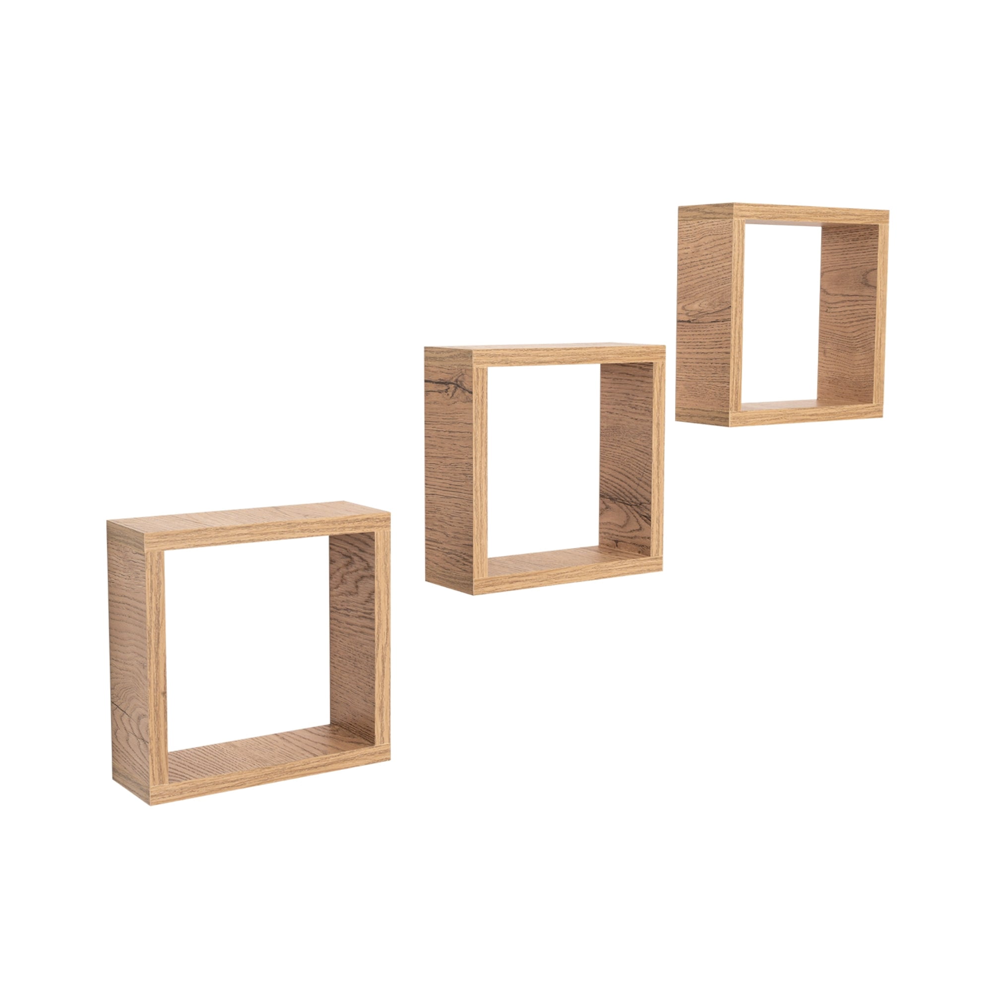 Tuhome - Set De 3 Repisas Decorativas Eros Café Claro