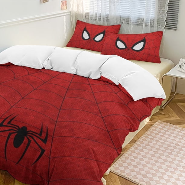 Spider-Man Bedding Comforter Sets 3-Piece Bedding Set Soft Warm Bed Set for Bedroom All Season
