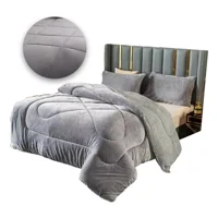 Max - Cobertor Plaza Y Media De Invierno Con Chiporro Con Polar Gris